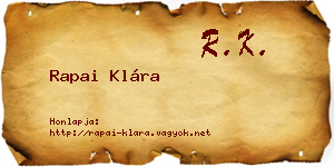 Rapai Klára névjegykártya